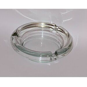 Vintage Small Clear Glass Round Ashtray w/ 3 Slots